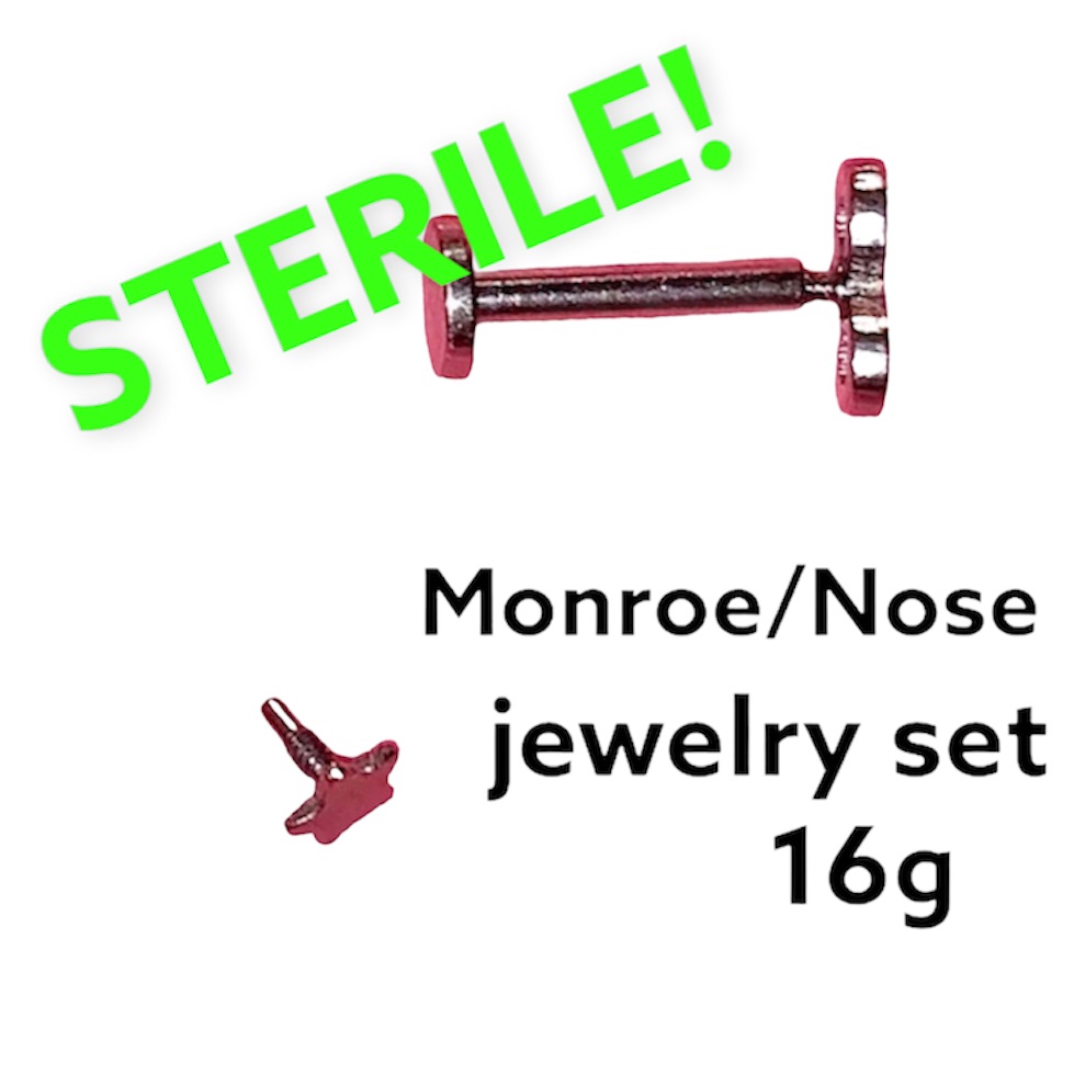 Set Of 4 Stainless Steel Labret Monroe Nose Ring